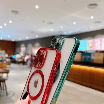 iPhone 14 Series Magsafe Plating Luxury Soft Magnetic protection Case With Camera Lens Protection