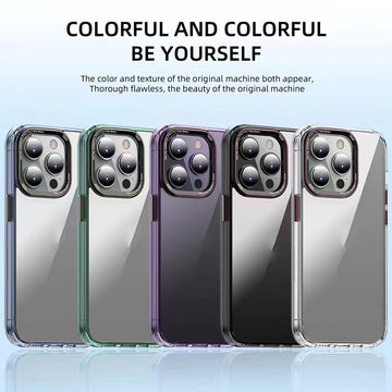 iPhone 14 Series Transparent Acrylic New Design case With Colored Border And Camera Bumper