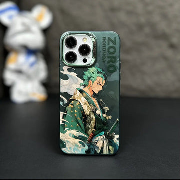 iPhone 15 Series One Piece Zoro Anime Case With Camera Bumper