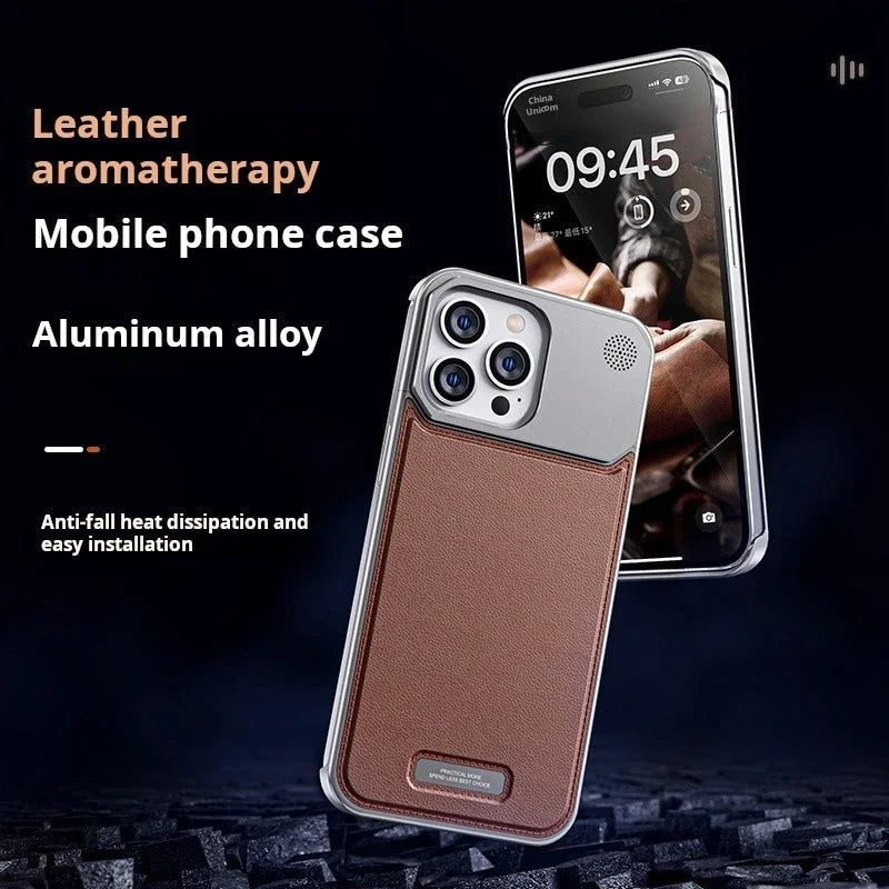 iPhone Series Leather Aromatherapy Metal Case