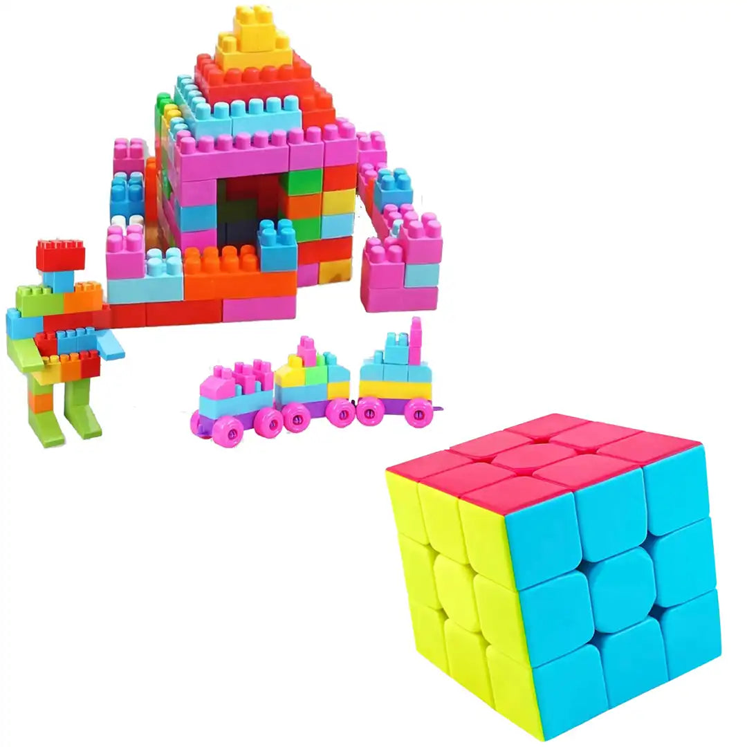 Combo Pack of 2 in 1, 100 Pcs Small Blocks and Cubes Puzzle