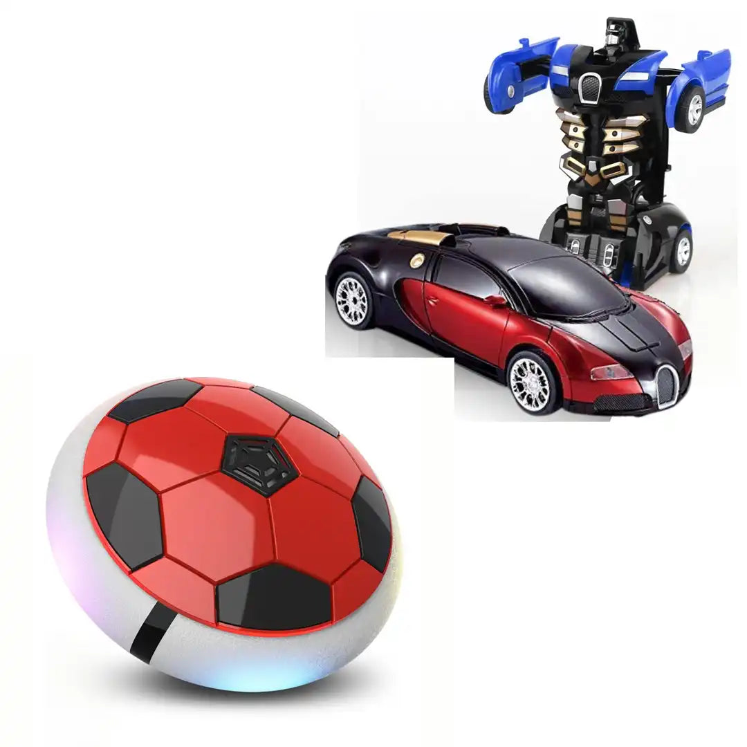 Combo Pack of 2 in 1, Transforming Robot Car and Hover Ball - Battery