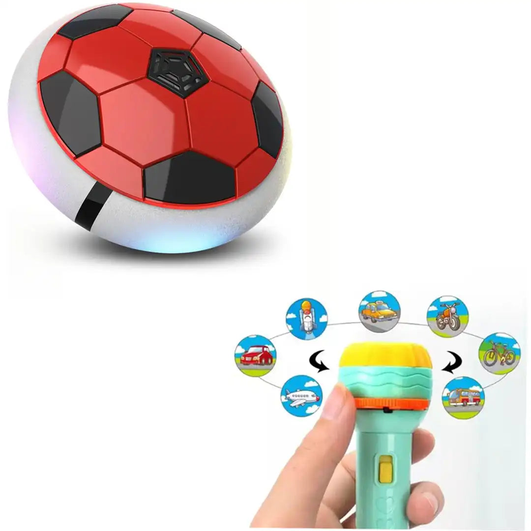 Combo Pack of 2 in 1, Hover Ball - Battery and Projection Flashlight Toy