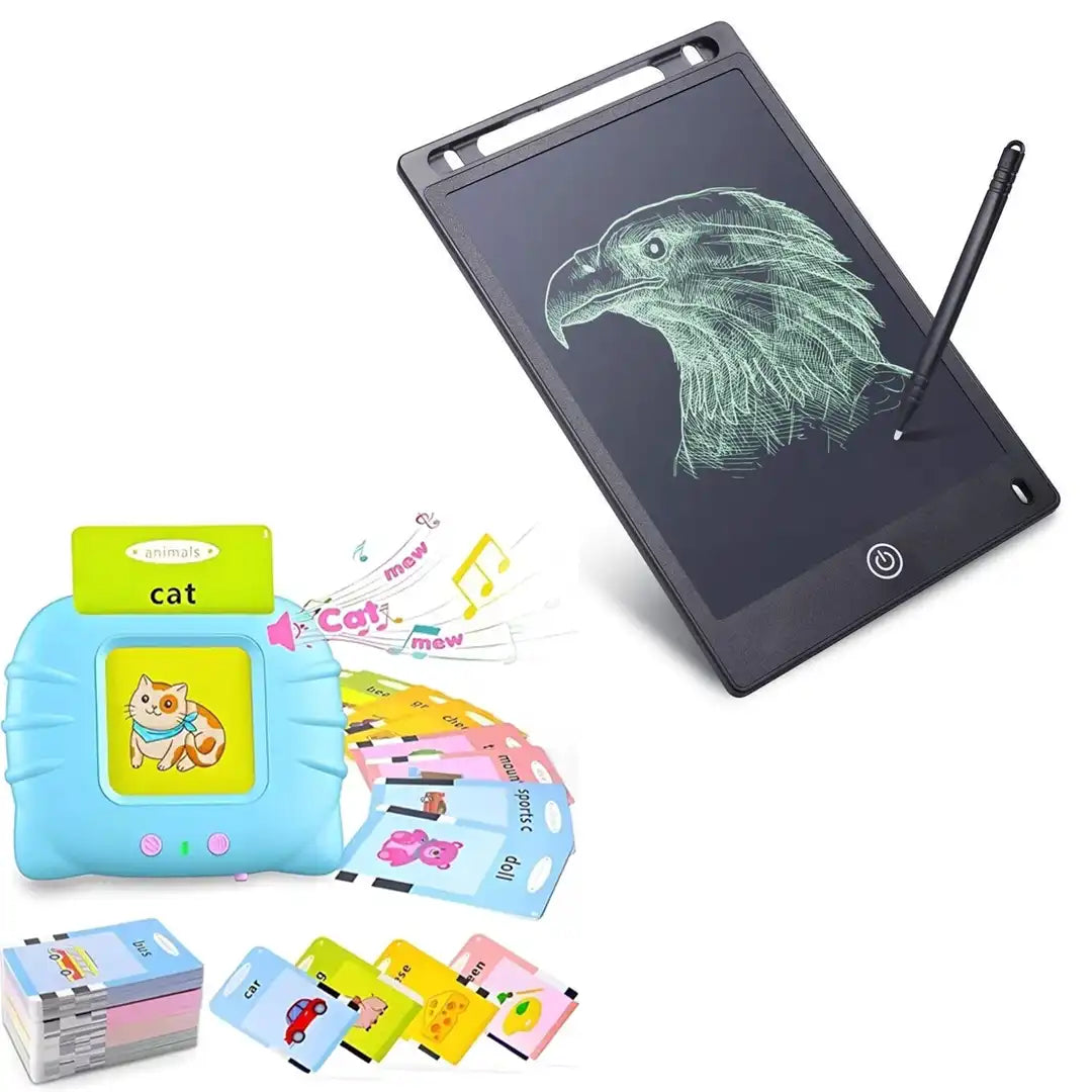 Combo Pack of 2 in 1, Talking Flash Cards Machine and 8.5 Inch LCD Tablet