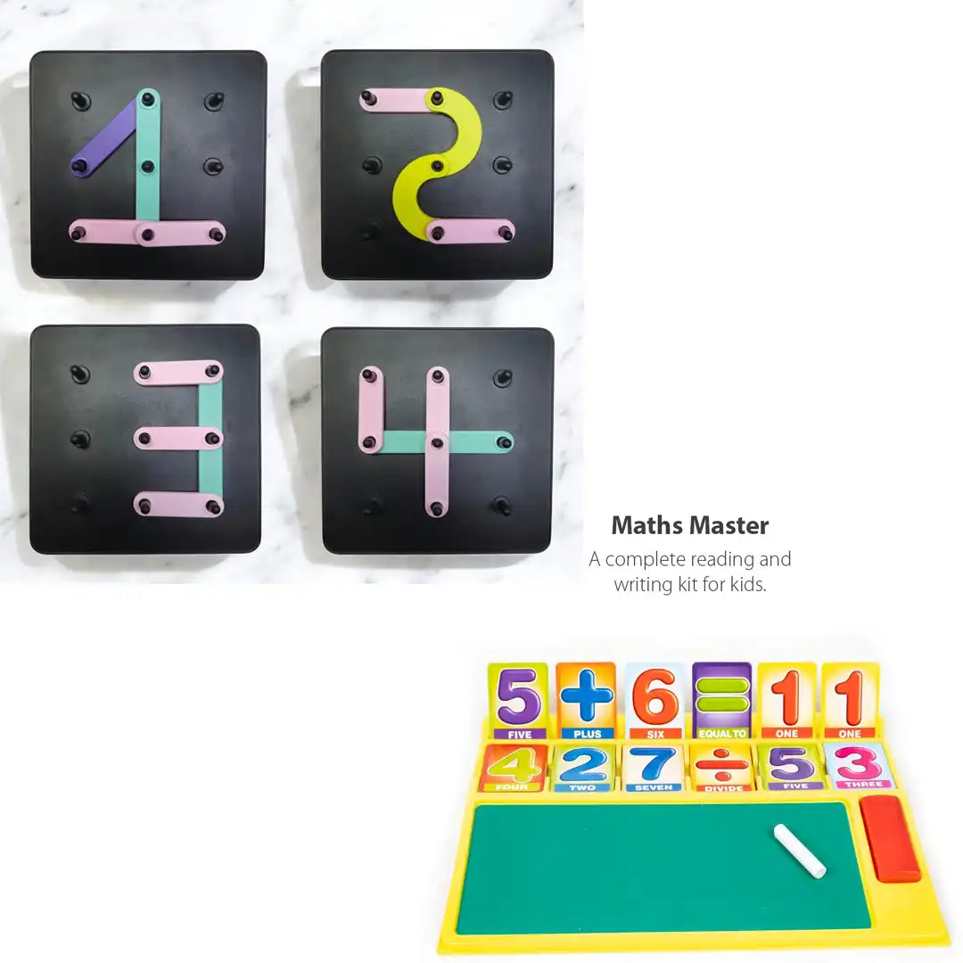 Combo Pack of 2 in 1, Alpha Numeric Constuction Puzzle and Maths Master