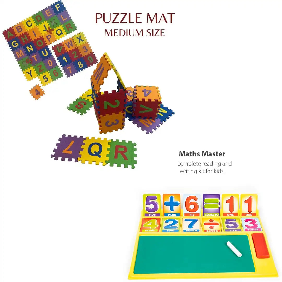 Combo Pack of 2 in 1, Foam Alphabets Mat - Medium and Maths Master