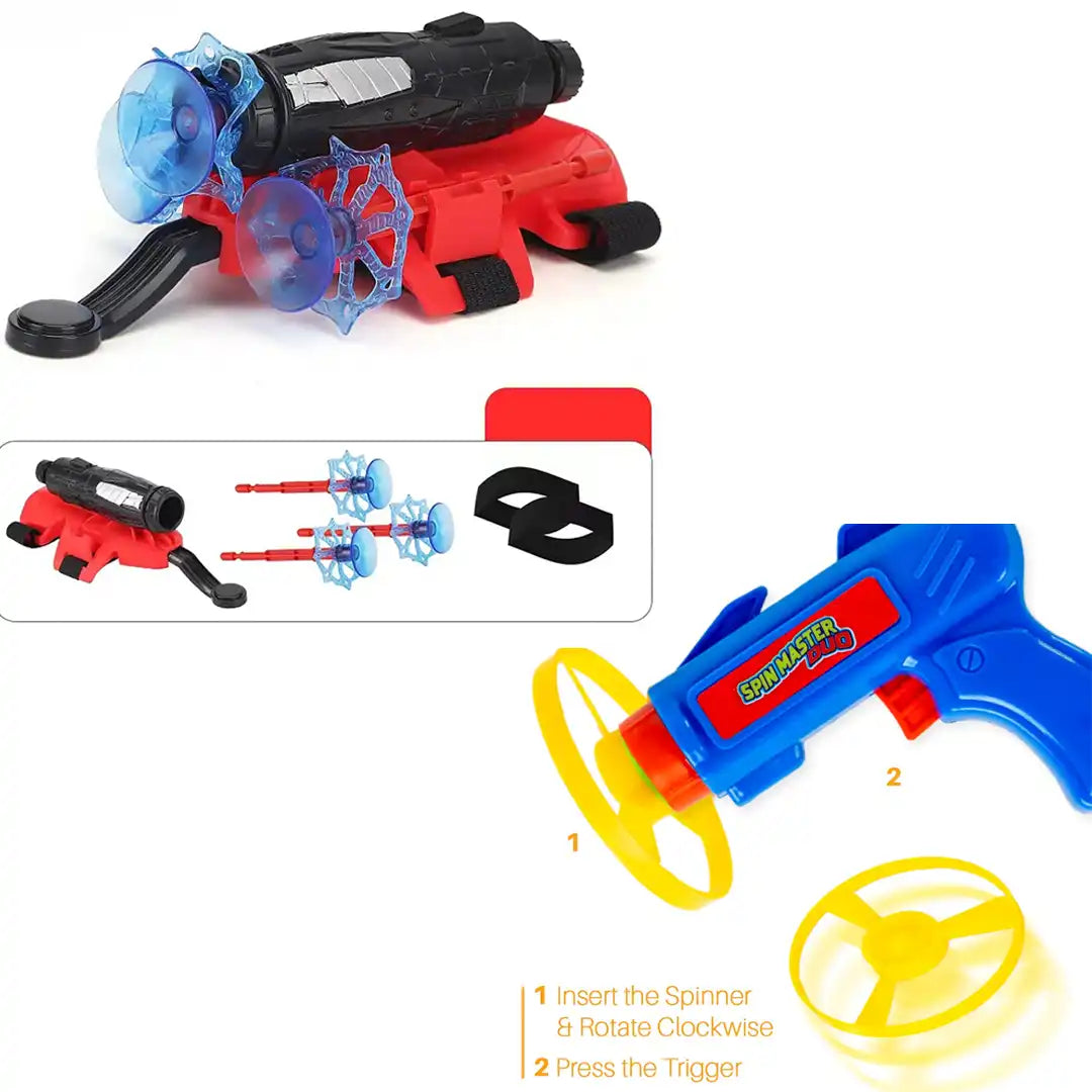 Combo Pack of 2 in 1, Spider Web Toy and Spin Master Duo