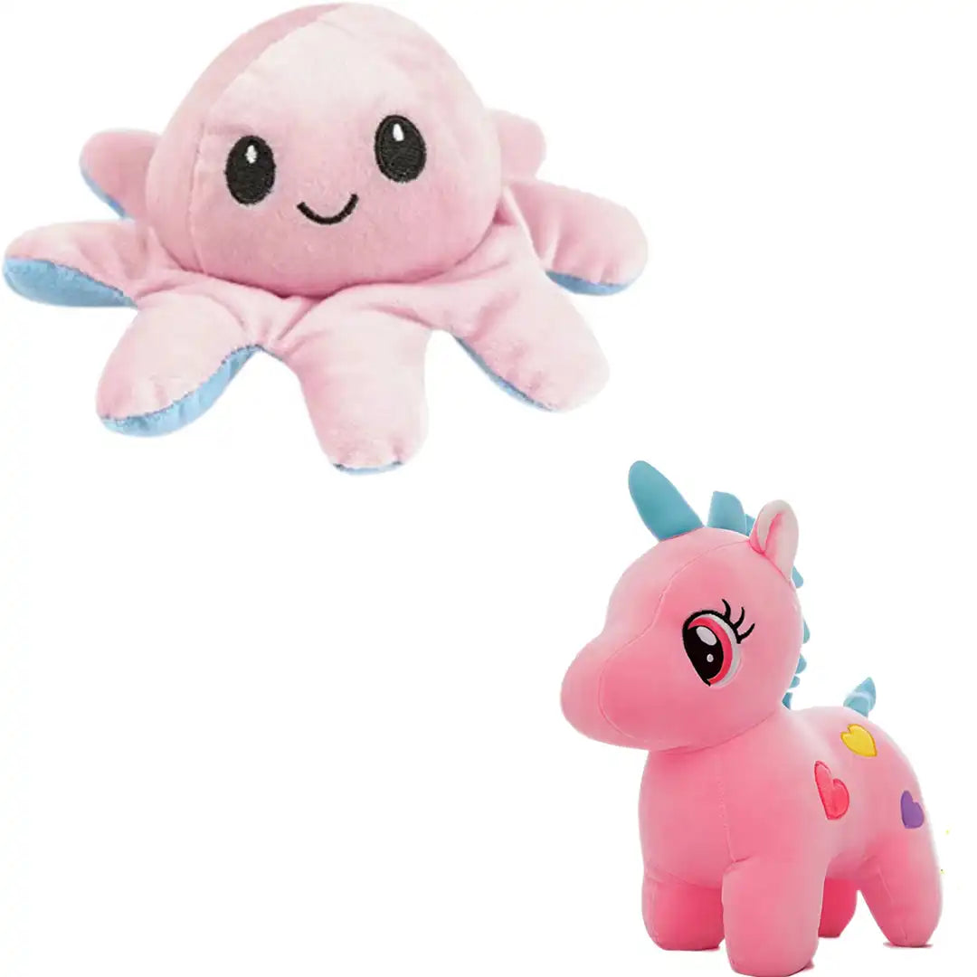 Combo Pack of 2 in 1, Unicorn Soft Toy and Octopus Soft Toy