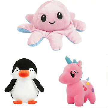 Combo Pack of 3 in 1, Unicorn Soft Toy & Jam Penguine Soft Toy & Octopus Soft Toy