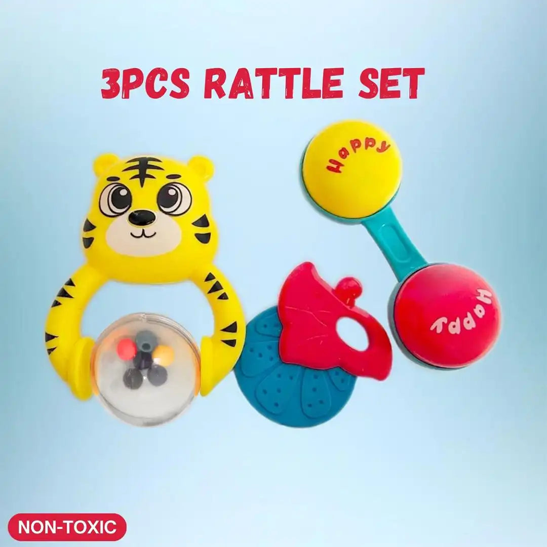 3 Pieces Baby Rattles Toys Set, Infant Grab and Shake Rattle, Sensory Music Sound Rattle Toy