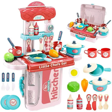 Kitchen Play Set Toy for Girls and Kids with Cooking Utensils