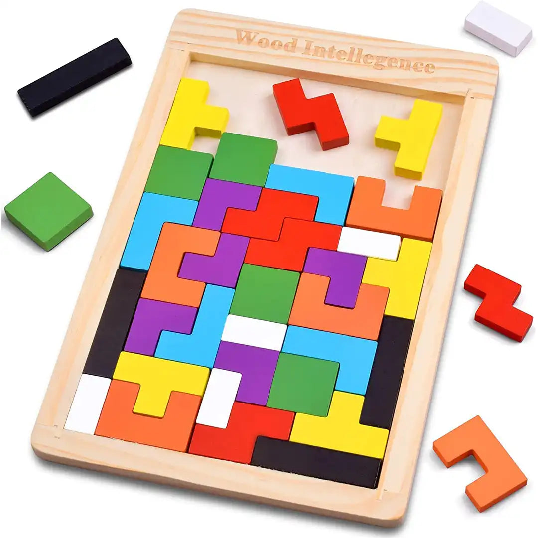 40 Pcs Wooden Russian Blocks Puzzle For Kids Adults - Wood Intelligence Puzzle Toy For Kids