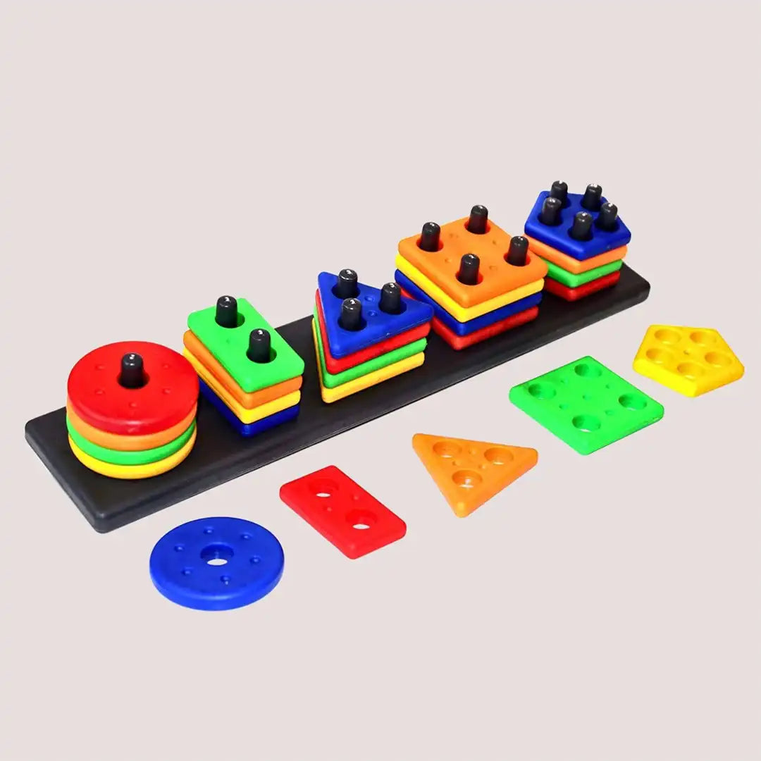 Geometric Plastic Blocks, Sorting & Stacking Toys for Toddlers and Kids - Shape Sorter and Stacker Toy