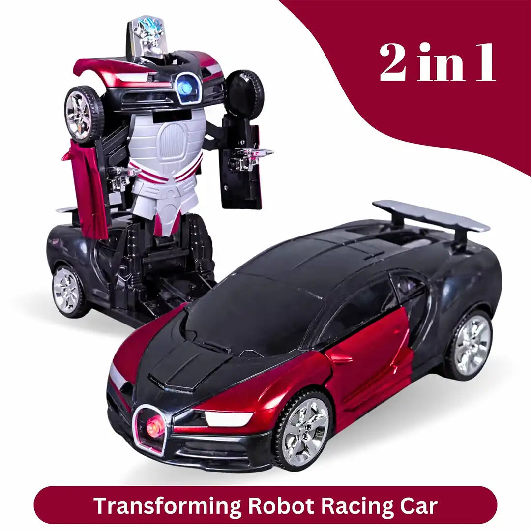 Transforming Robot Racing Car Toy for Kids - Multicolor