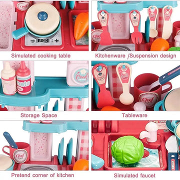 Kitchen Play Set Toy for Girls and Kids with Cooking Utensils