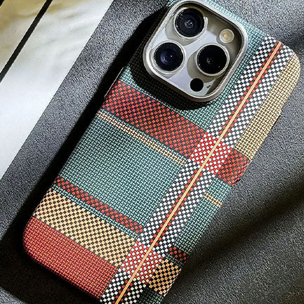 iPhone 13 Series Mixneer Warm Flannel Plaid Cloth iPhone Case