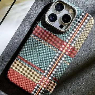 iPhone 16 Series Mixneer Warm Flannel Plaid Cloth iPhone Case