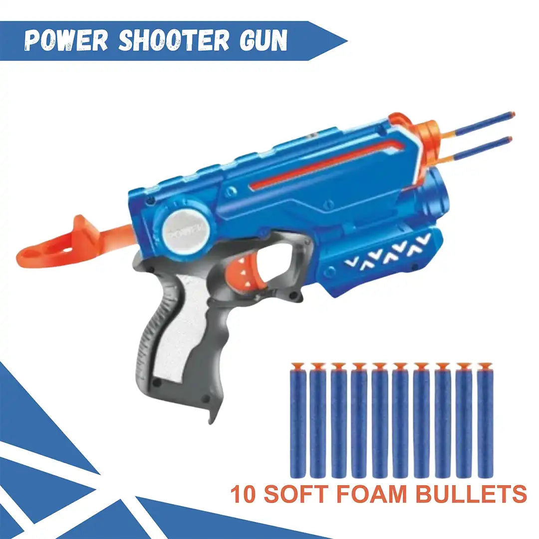 Foam Blaster Long Range Power Shooter Gun Toy with 10 Soft Foam Bullets