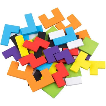 Combo Pack of 2 in 1, Wooden Tetris Puzzle and Wooden Memory Chess