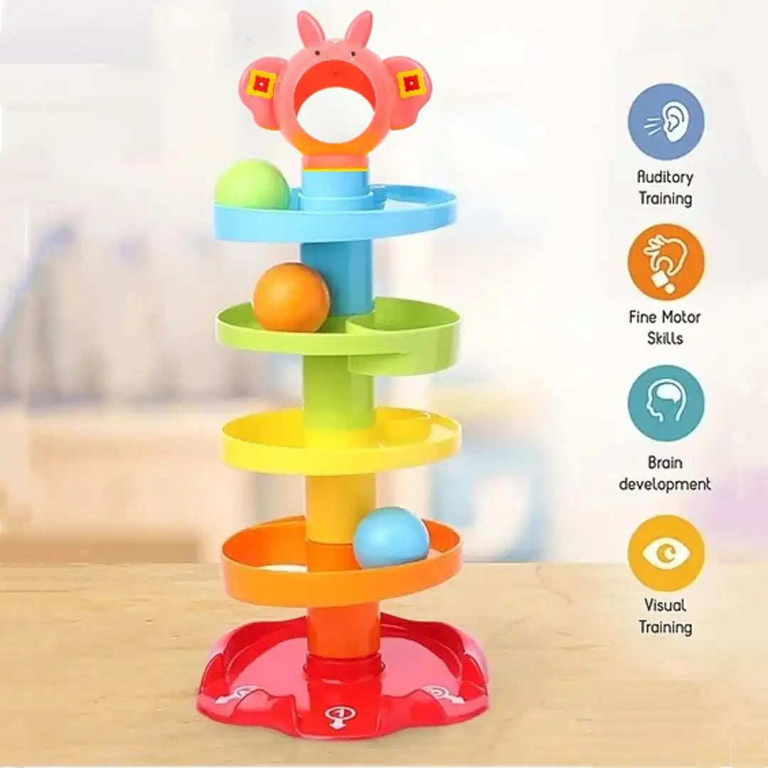 Ball Drop and Ramp Roll Swirling Tower Toy for Toddler - Drop & Roll Toy