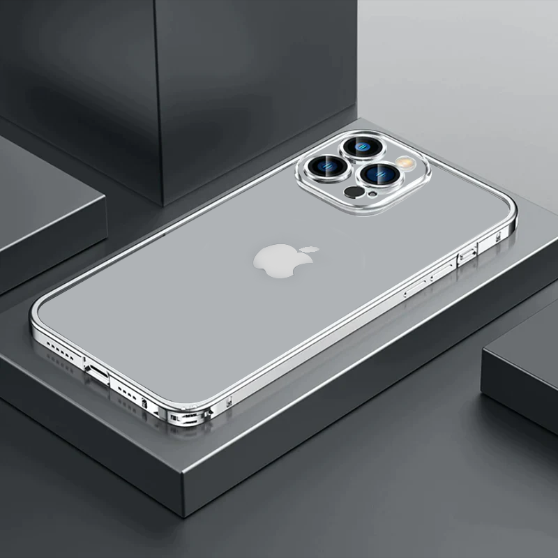 iPhone 14 Series Slim Metal Lock case with Camera Lens Protector