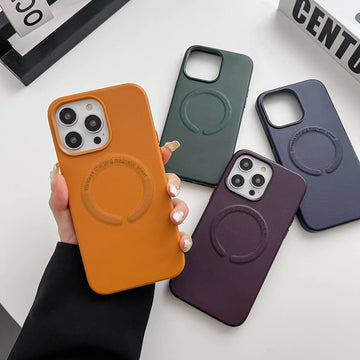 iPhone 14 Series Premium Leather Design Magsafe Back Case